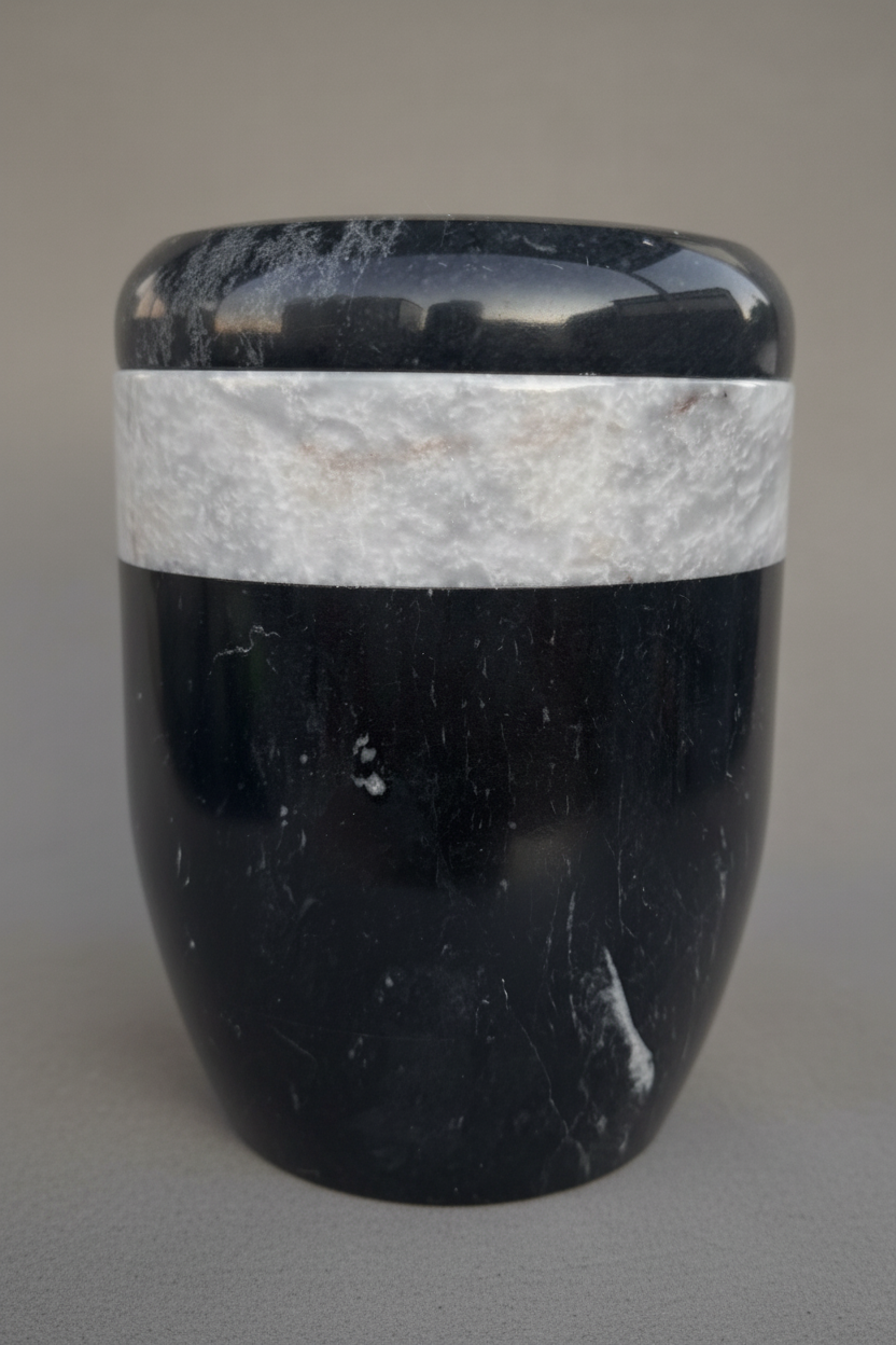 Memorial Urn | Black & White Marble