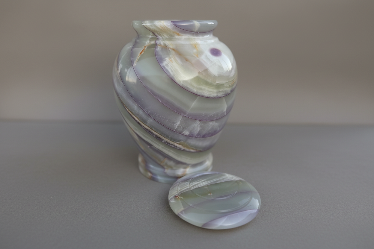 Mosaic Urn | Natural Onyx & Purple Striations