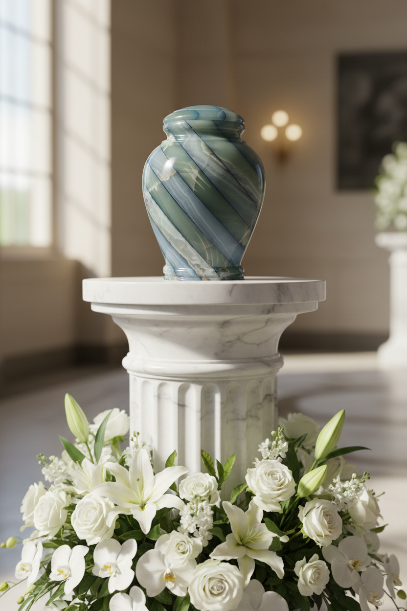 Mosaic Urn | Natural Onyx & Blue Striations