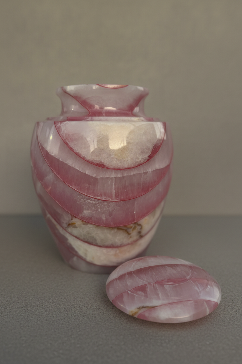 Mosaic Urn | Natural Onyx & Pink Striations