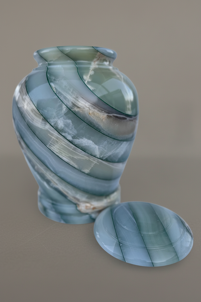 Mosaic Urn | Natural Onyx & Green Striations