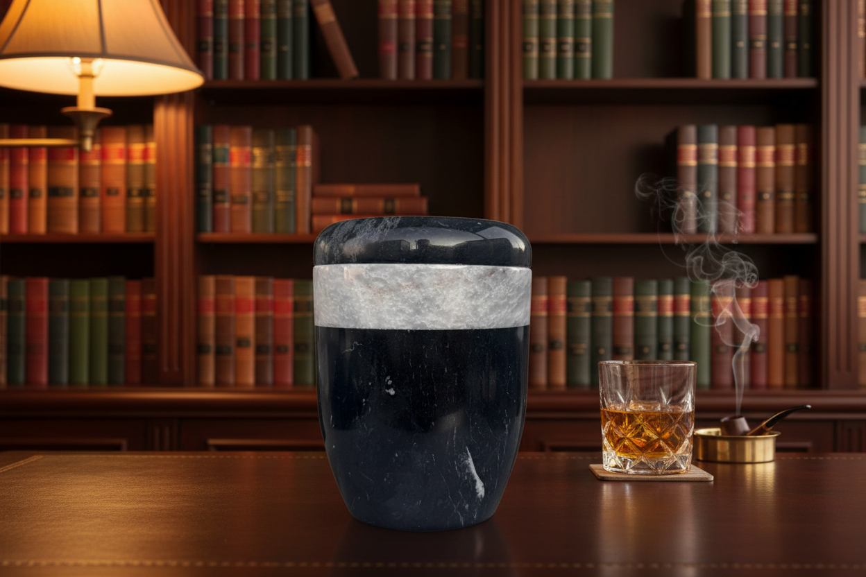 Memorial Urn | Black & White Marble