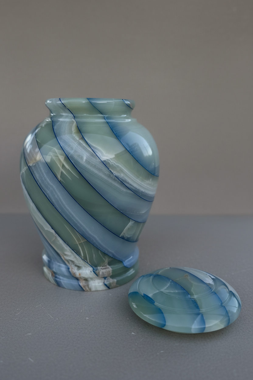 Mosaic Urn | Natural Onyx & Blue Striations