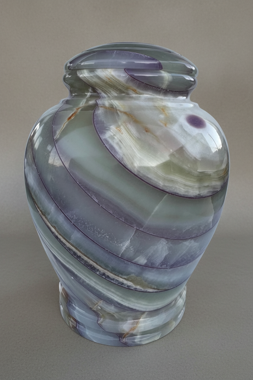 Mosaic Urn | Natural Onyx & Purple Striations