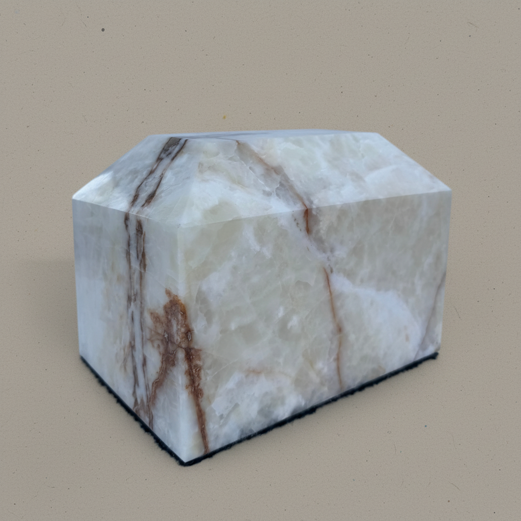 Memorial Urn | White Onyx & Mocha Marbling