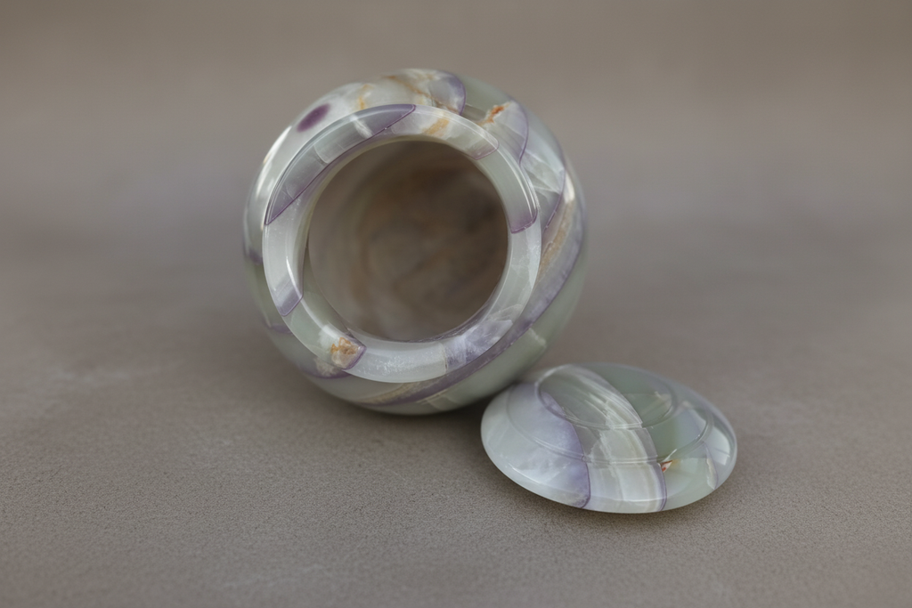 Mosaic Urn | Natural Onyx & Purple Striations