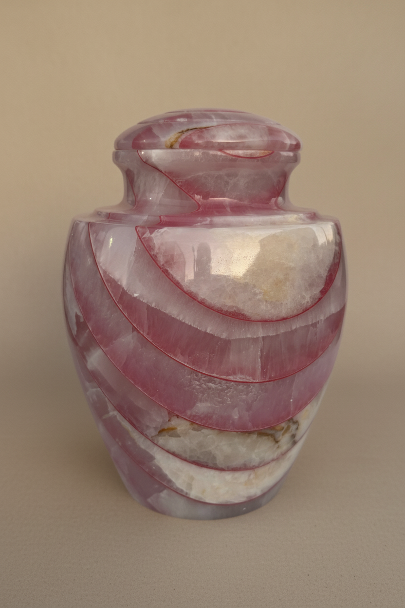 Mosaic Urn | Natural Onyx & Pink Striations
