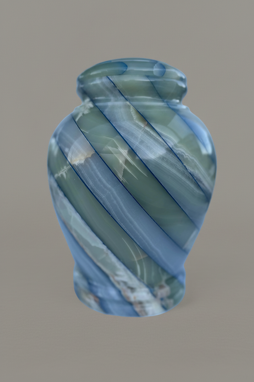 Mosaic Urn | Natural Onyx & Blue Striations