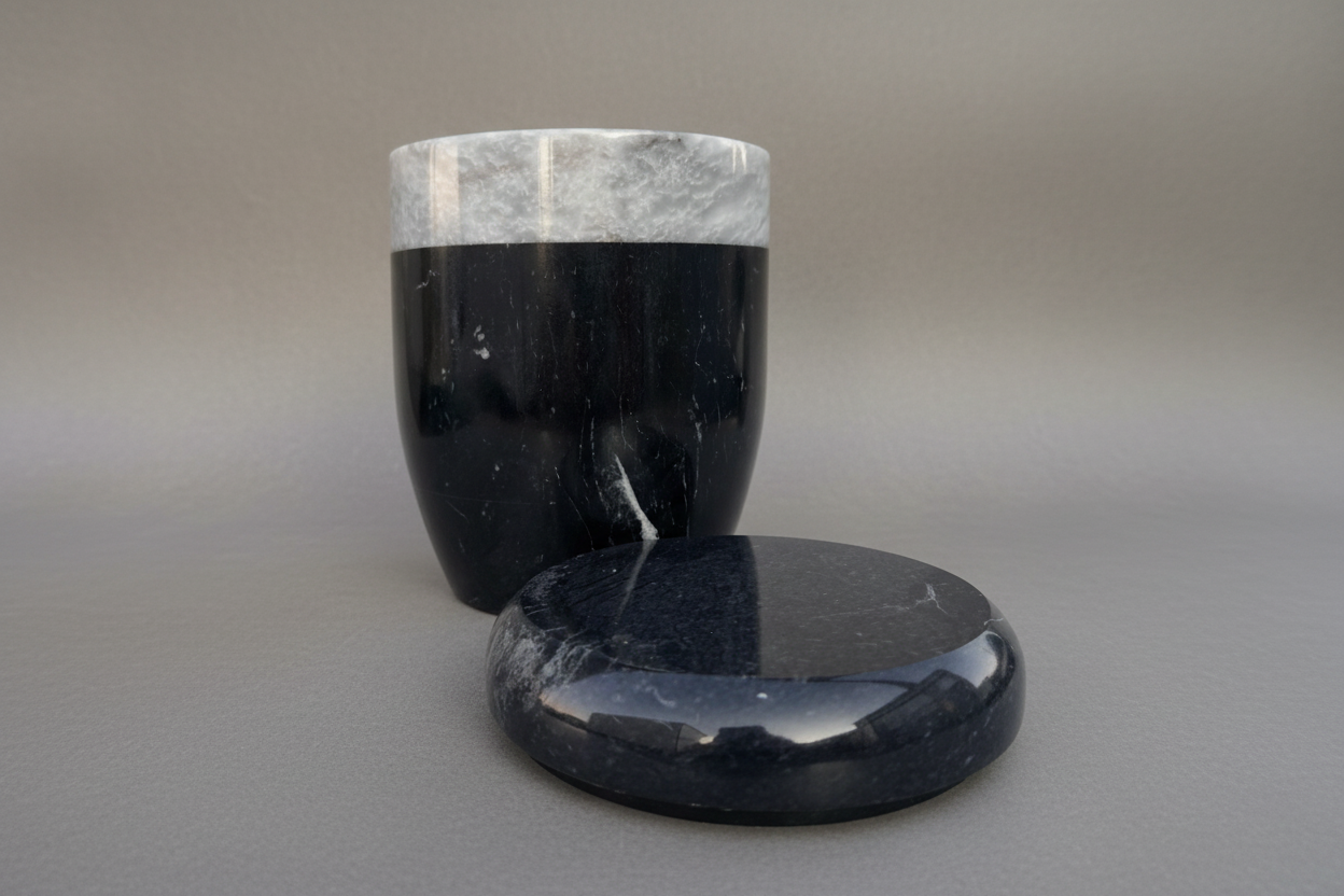 Memorial Urn | Black & White Marble
