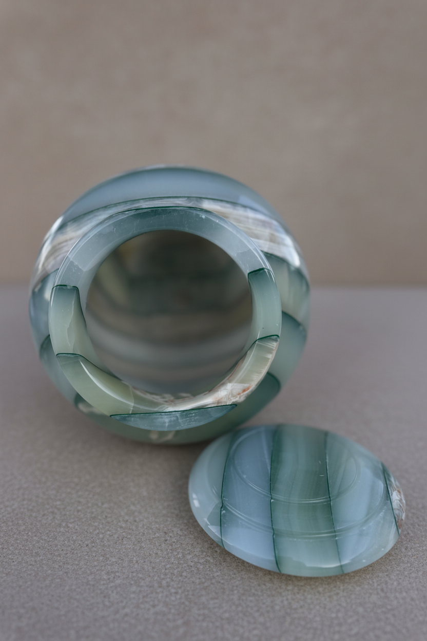 Mosaic Urn | Natural Onyx & Green Striations