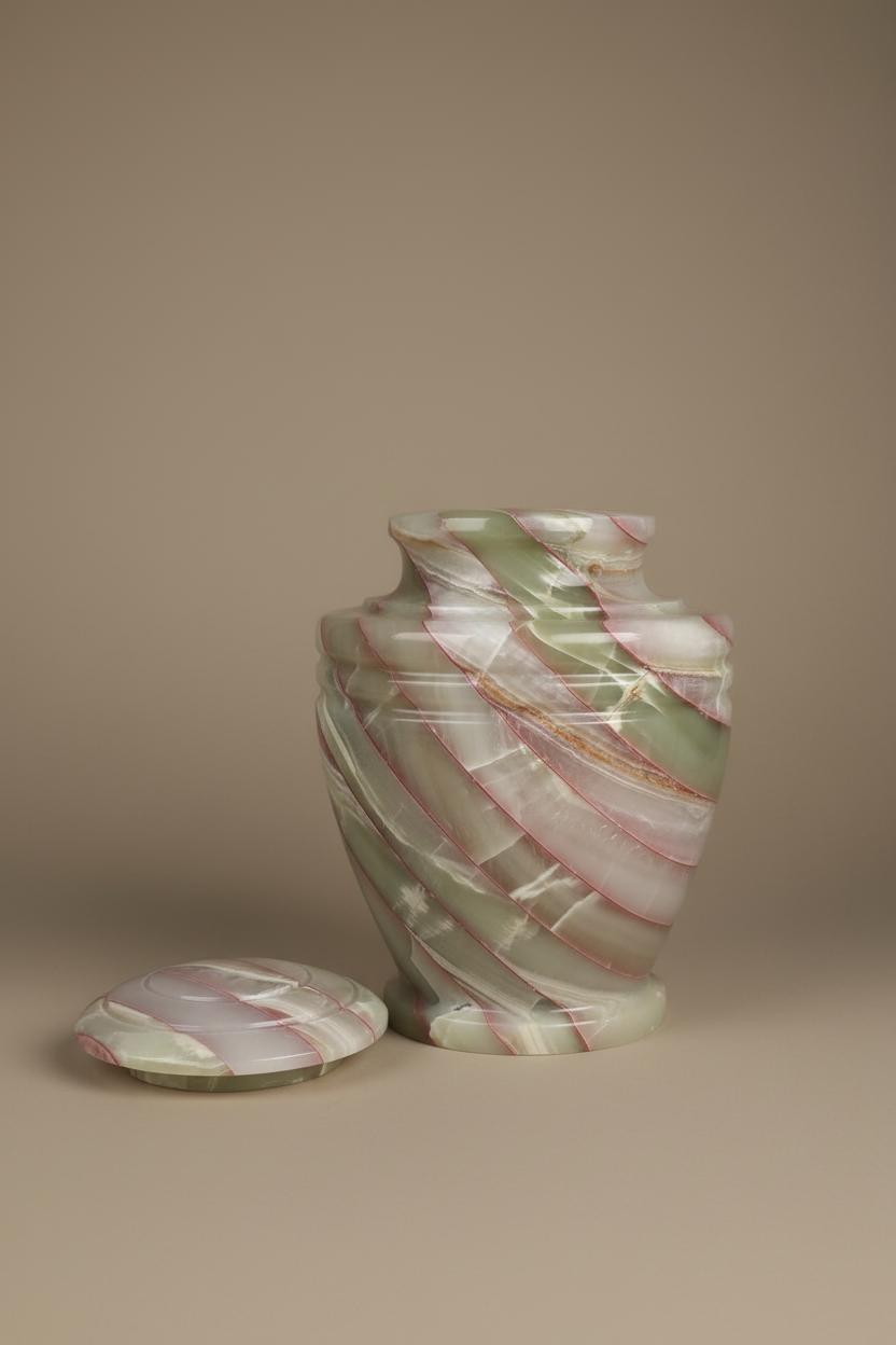 Mosaic Urn | Natural Onyx & Red Striations
